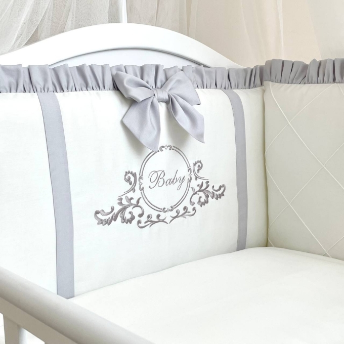 Lenjerie Patut Bebe Copii 6 piese Baby King gri (7)